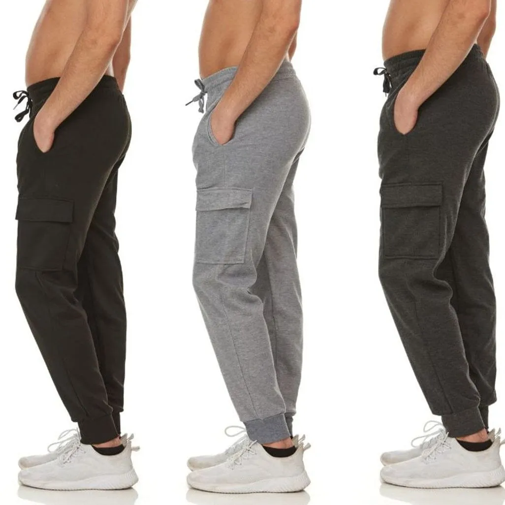 3-Pack: Men's Jogger Pants with Cargo Pockets