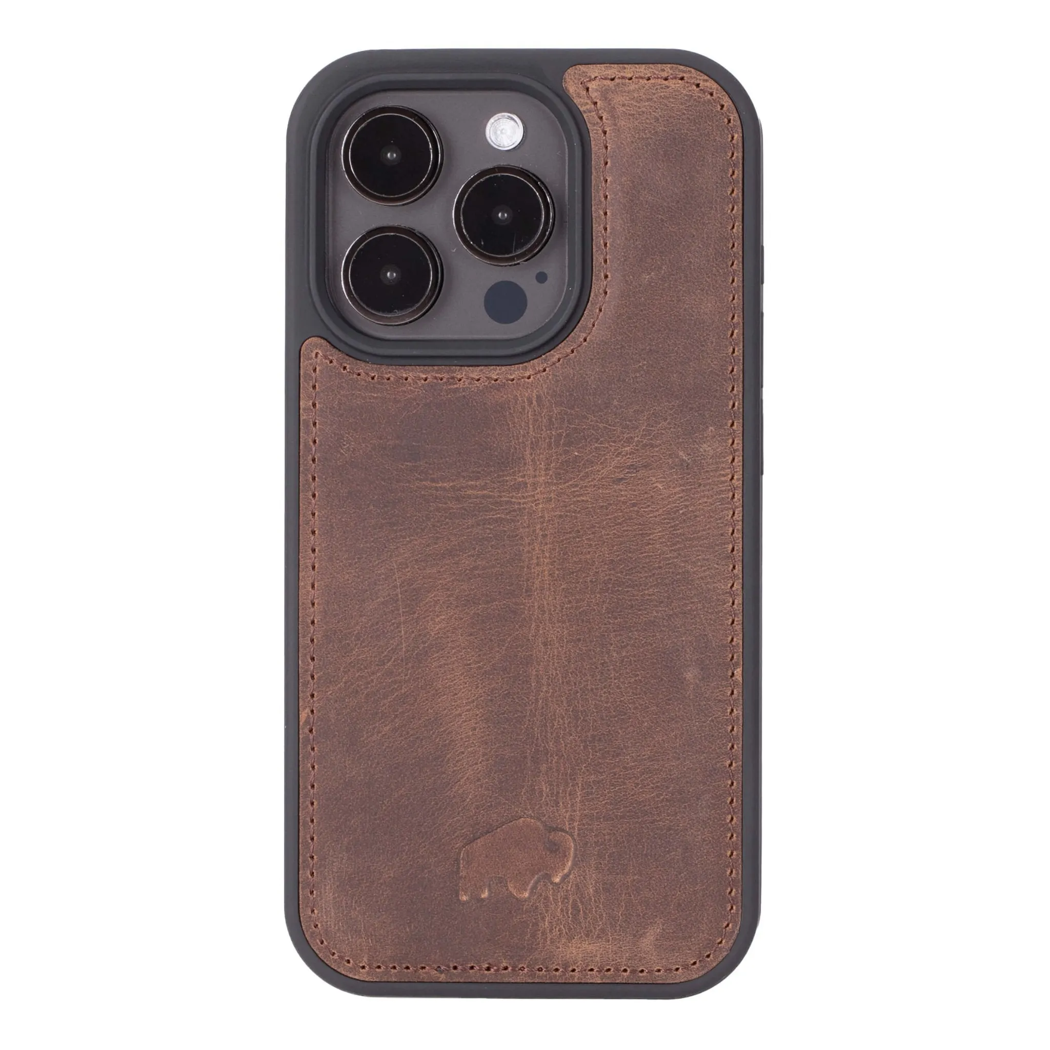 Carter iPhone 15 Pro Wallet Case, Distressed Coffee