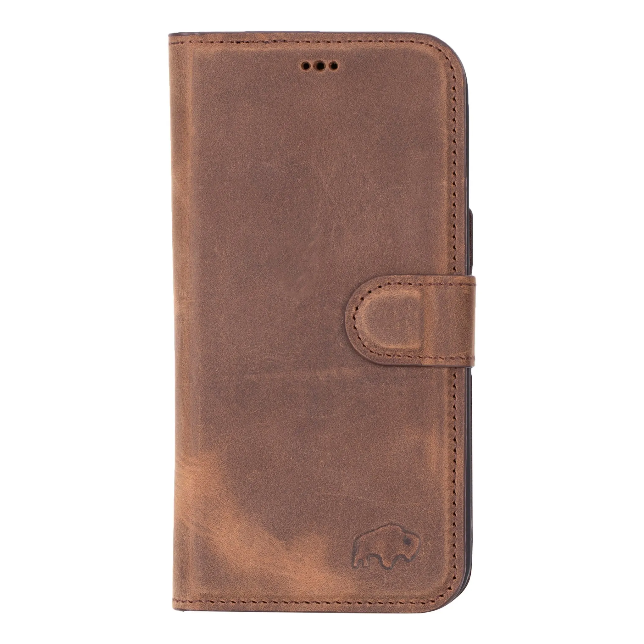 Carter iPhone 15 Pro Wallet Case, Distressed Coffee