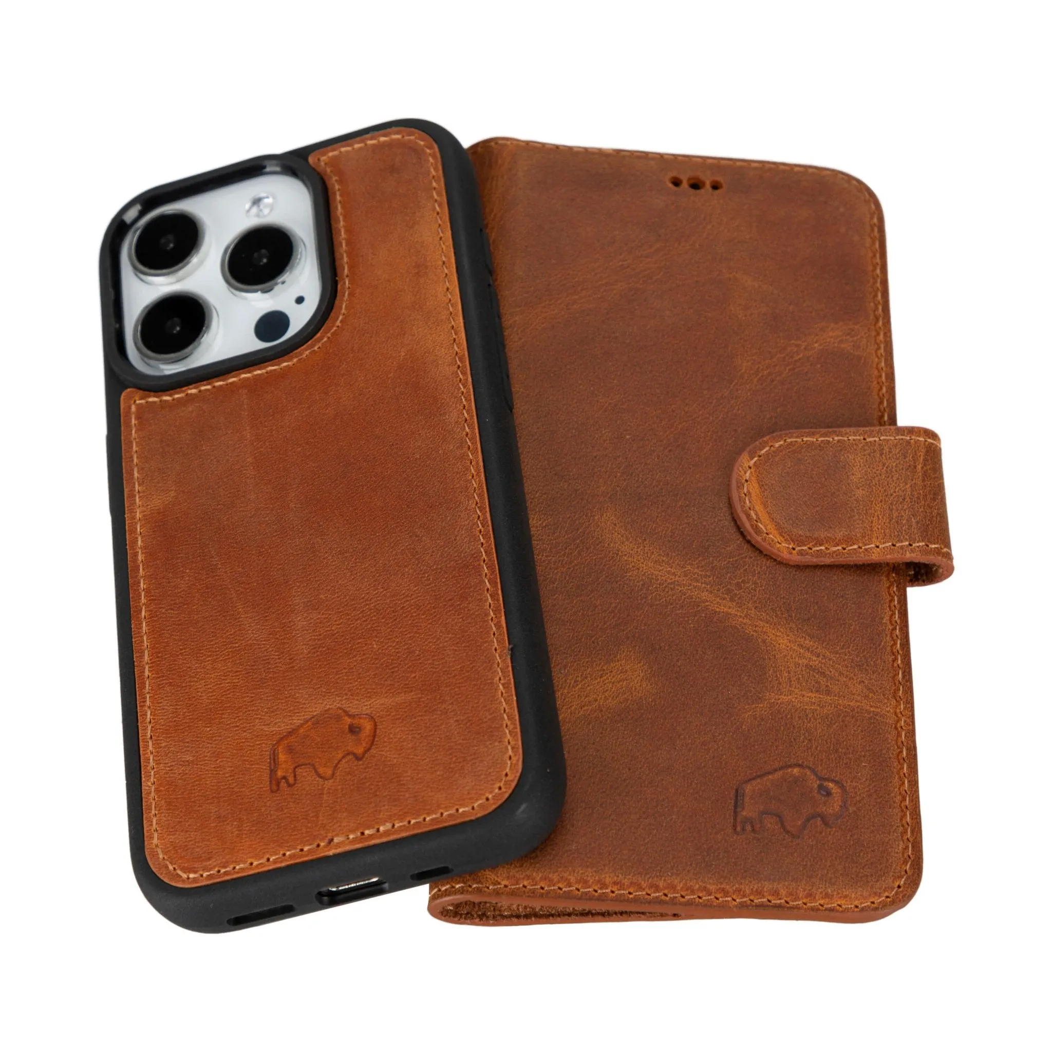 Carter iPhone 15 Pro Wallet Case, Golden Brown