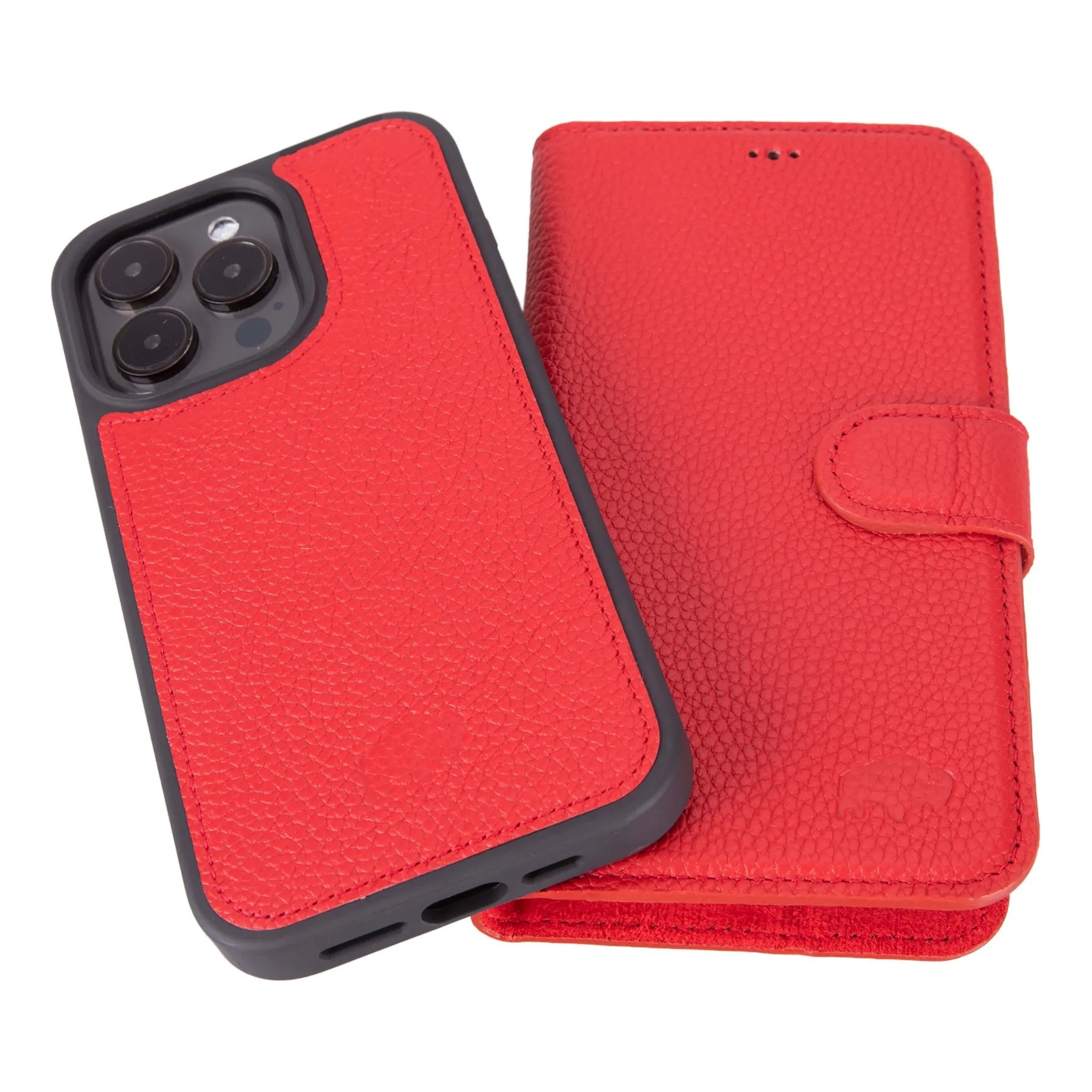 Carter iPhone 15 Pro Wallet Case, Pebble Red