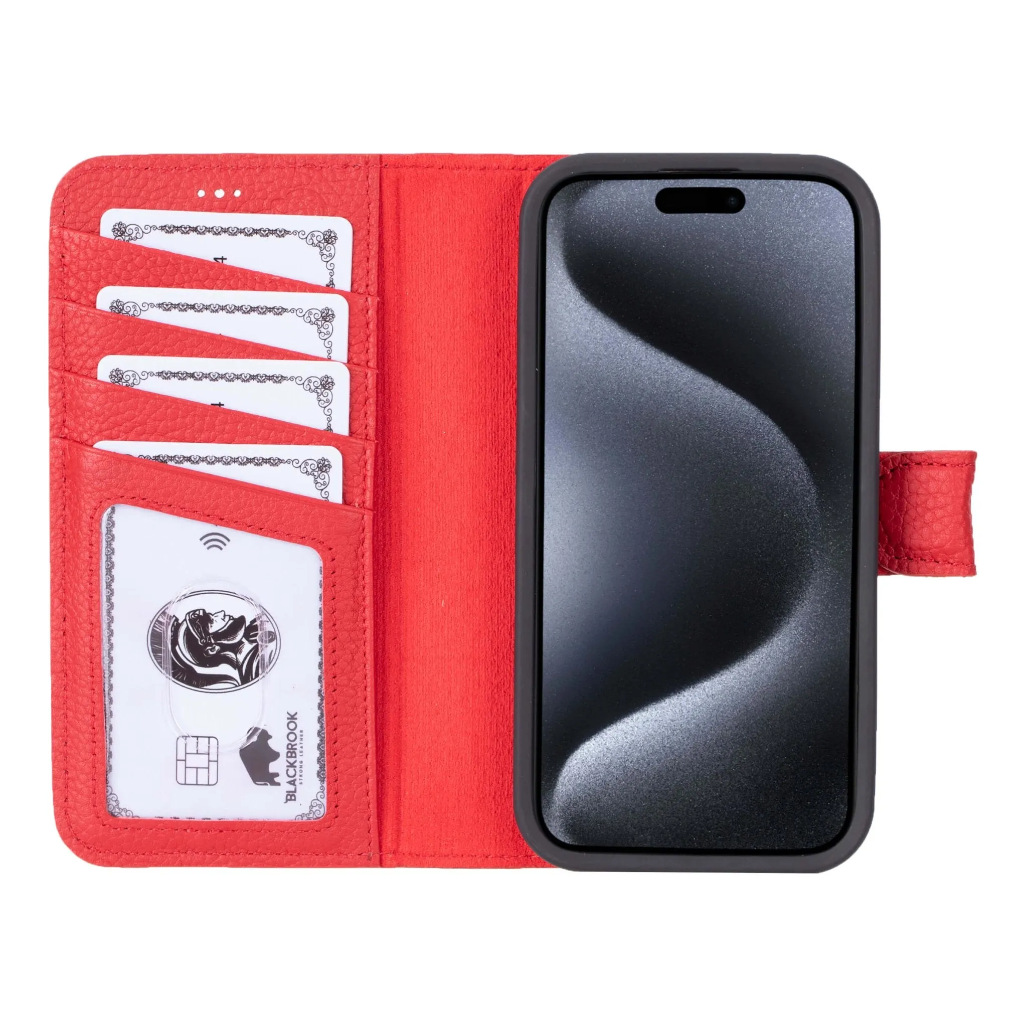 Carter iPhone 15 Pro Wallet Case, Pebble Red