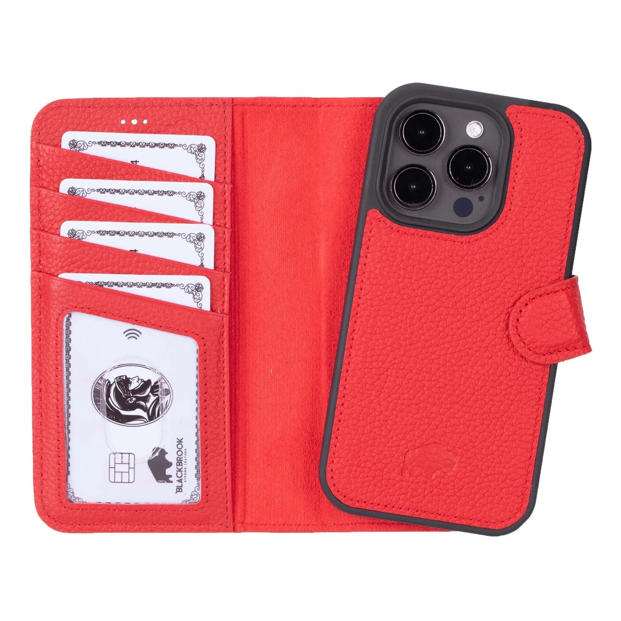 Carter iPhone 15 Pro Wallet Case, Pebble Red