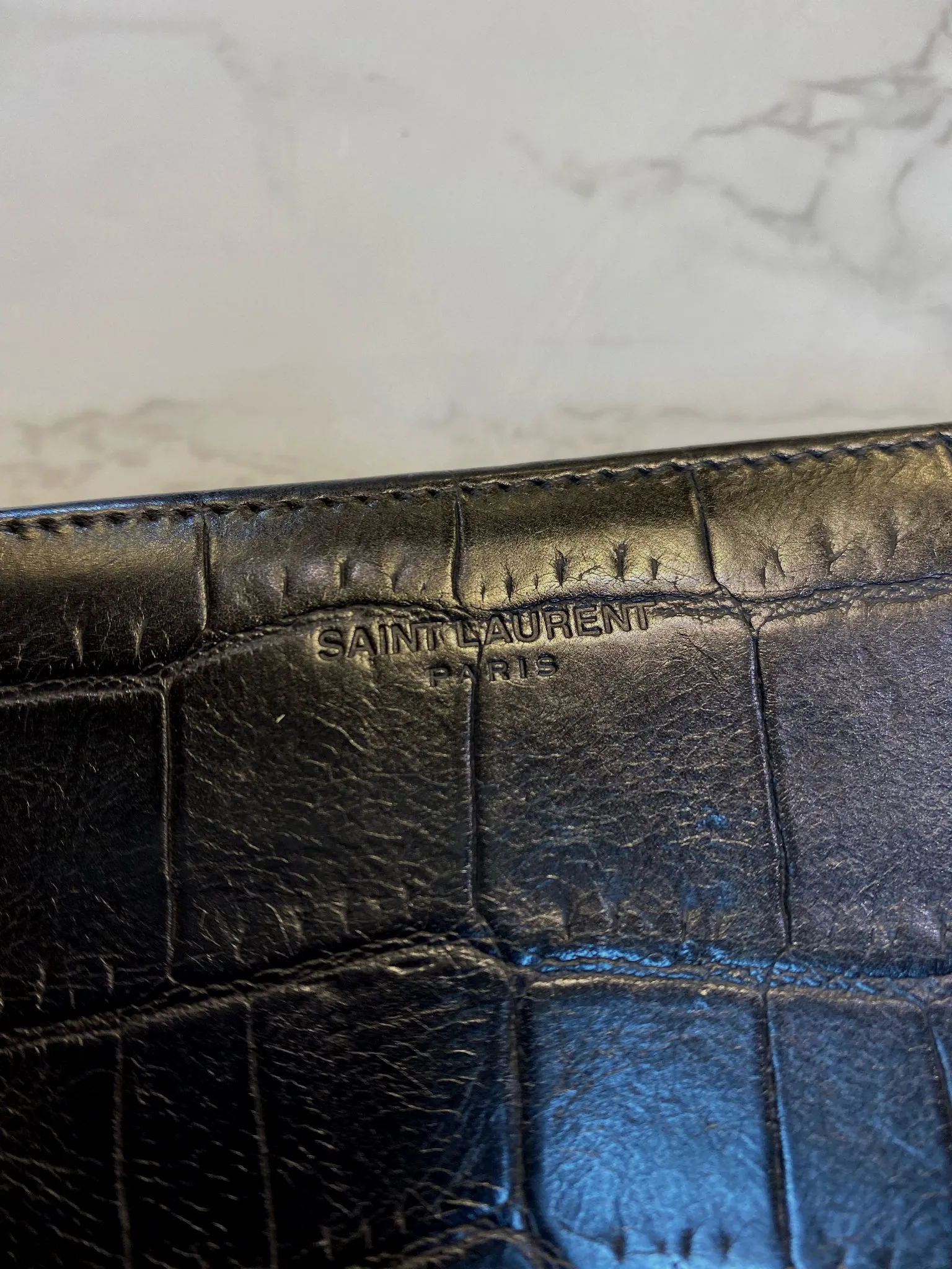 Crocodile-Embossed Zip Around Continental Wallet