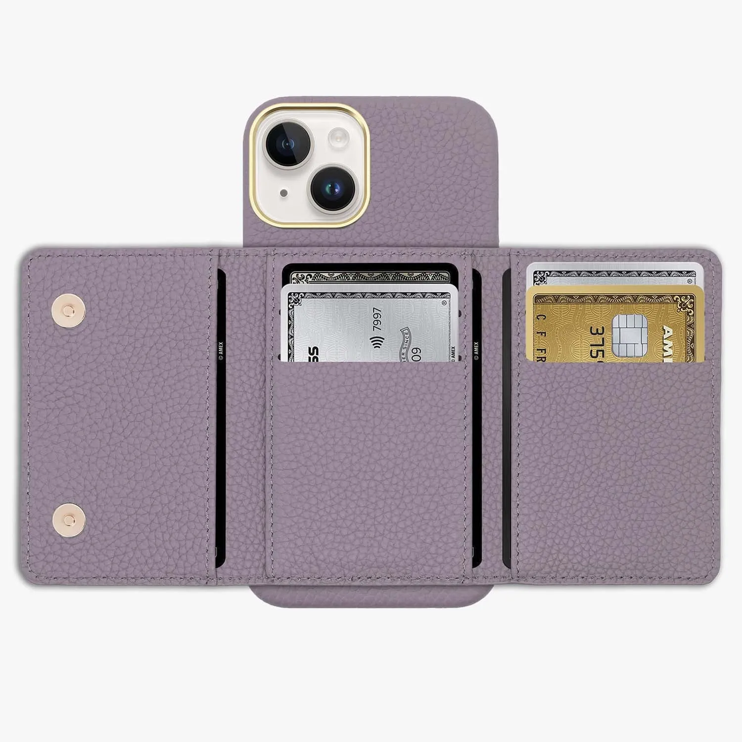 iPhone 14 Pro Max Leather Case with MagSafe Trifold Wallet Set