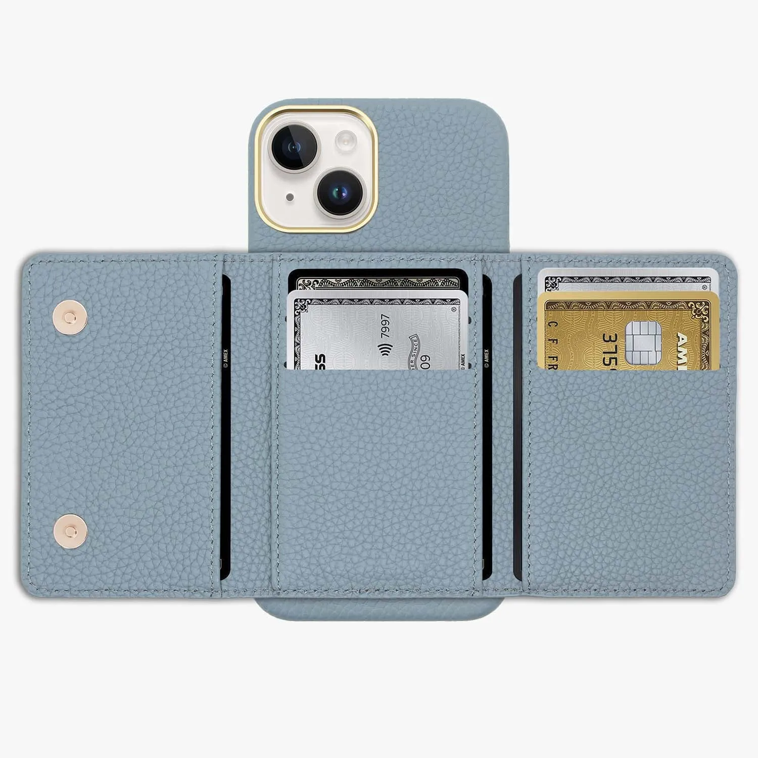 iPhone 16 Plus Leather Case with MagSafe Trifold Wallet Set