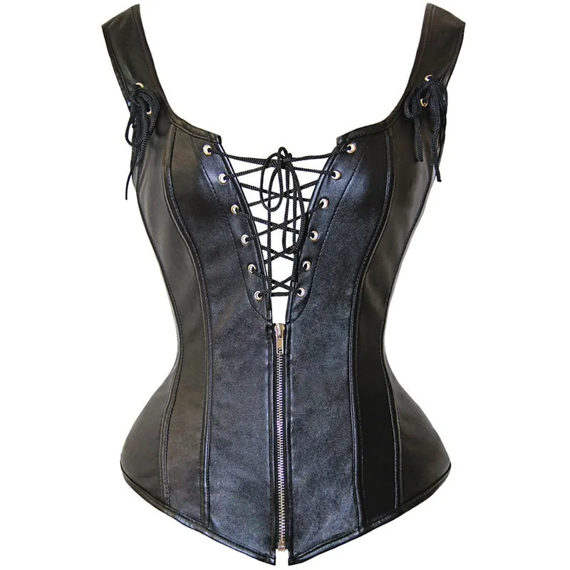 Lace Up Leather Corset Vest