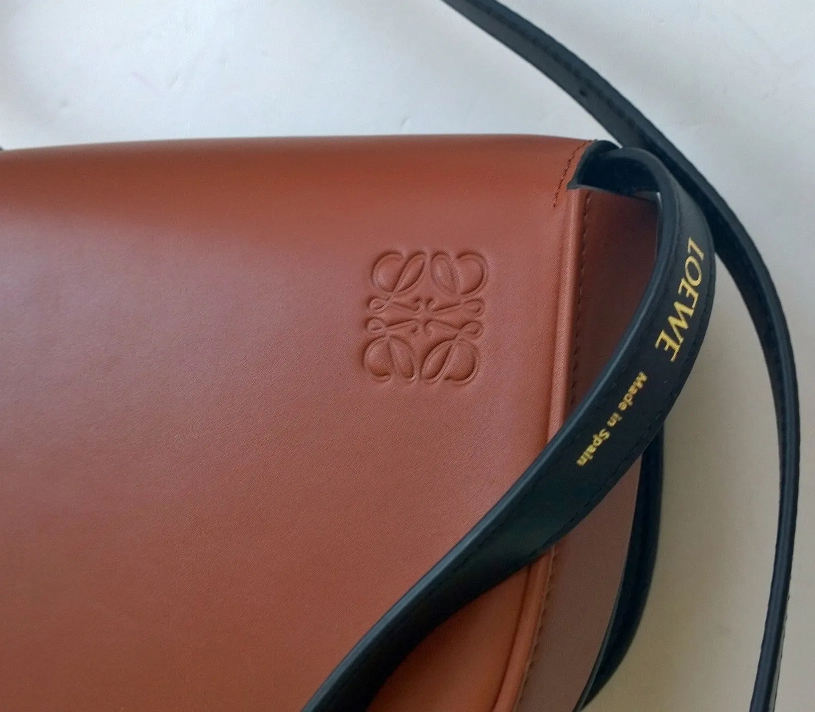 Loewe Duo Heel Bag in Tan and Black Crossbody Purse