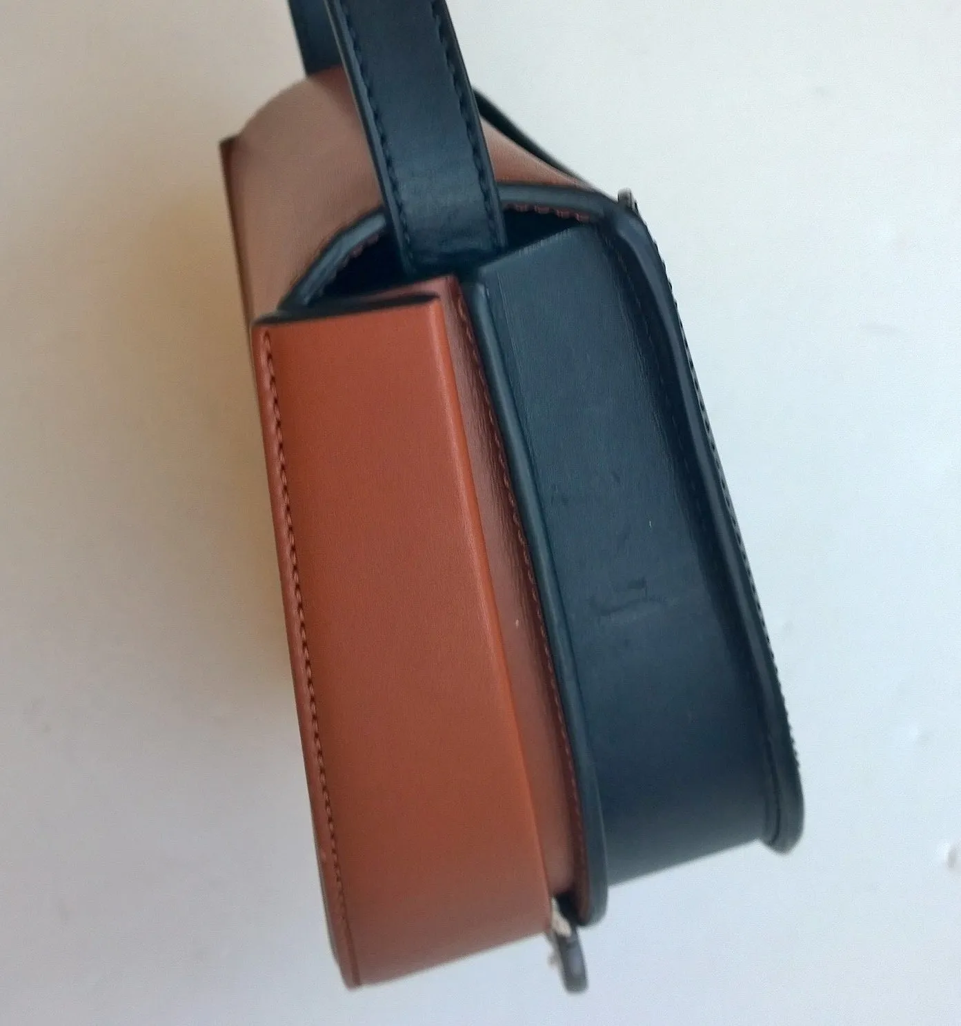 Loewe Duo Heel Bag in Tan and Black Crossbody Purse