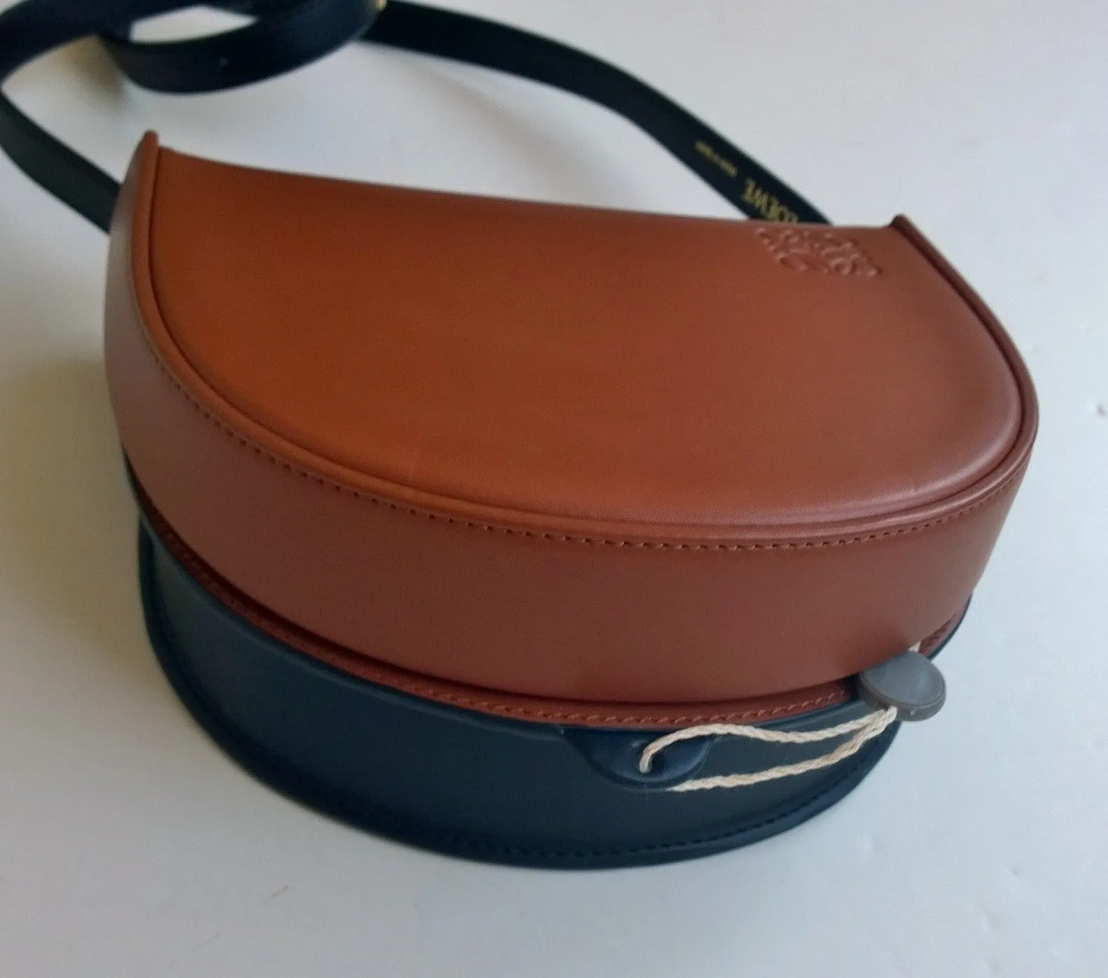 Loewe Duo Heel Bag in Tan and Black Crossbody Purse