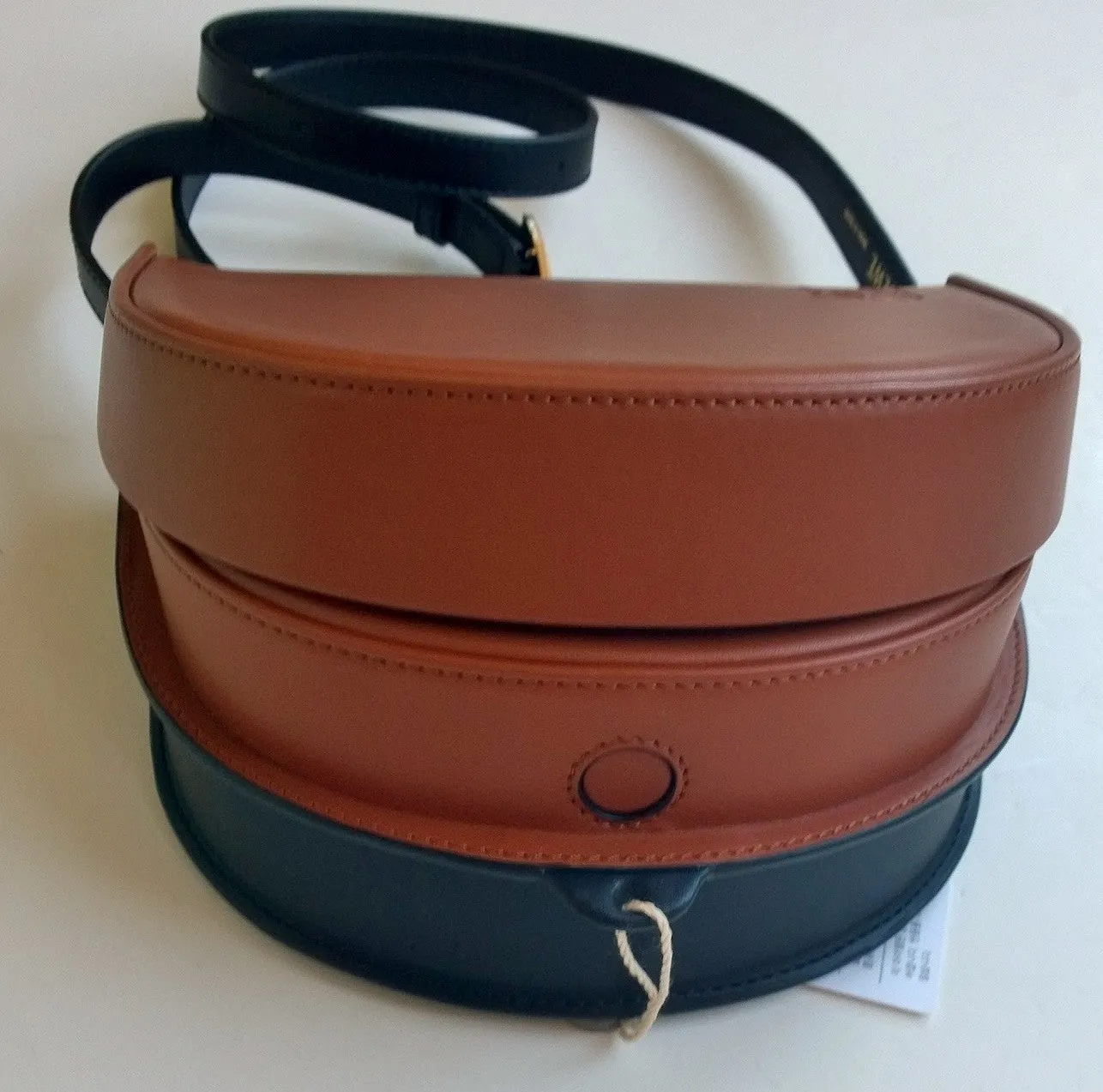 Loewe Duo Heel Bag in Tan and Black Crossbody Purse