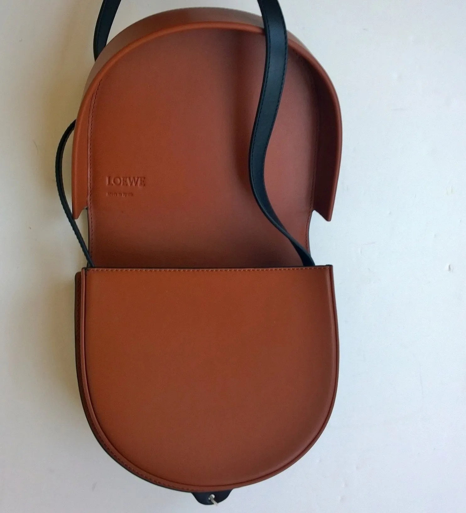 Loewe Duo Heel Bag in Tan and Black Crossbody Purse